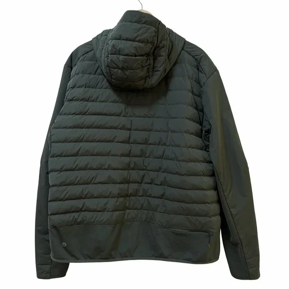 Lululemon Mens Down For It All Goose Down Puffer Jacket Size XXL Army Green FLAW